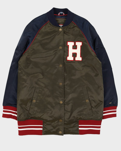Tommy Hilfiger Green & Navy H Sateen Bomber Jacket - M