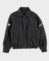 Vintage 90s Pleather Jacket With Harley Davidson Patches - S