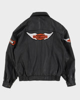 Vintage 90s Pleather Jacket With Harley Davidson Patches - S