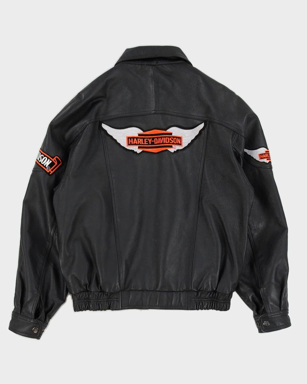 Vintage 90s Pleather Jacket With Harley Davidson Patches - S
