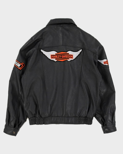 Vintage 90s Pleather Jacket With Harley Davidson Patches - S