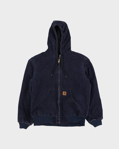 Vintage 90s Carhartt Navy Hooded Canvas Jacket - M
