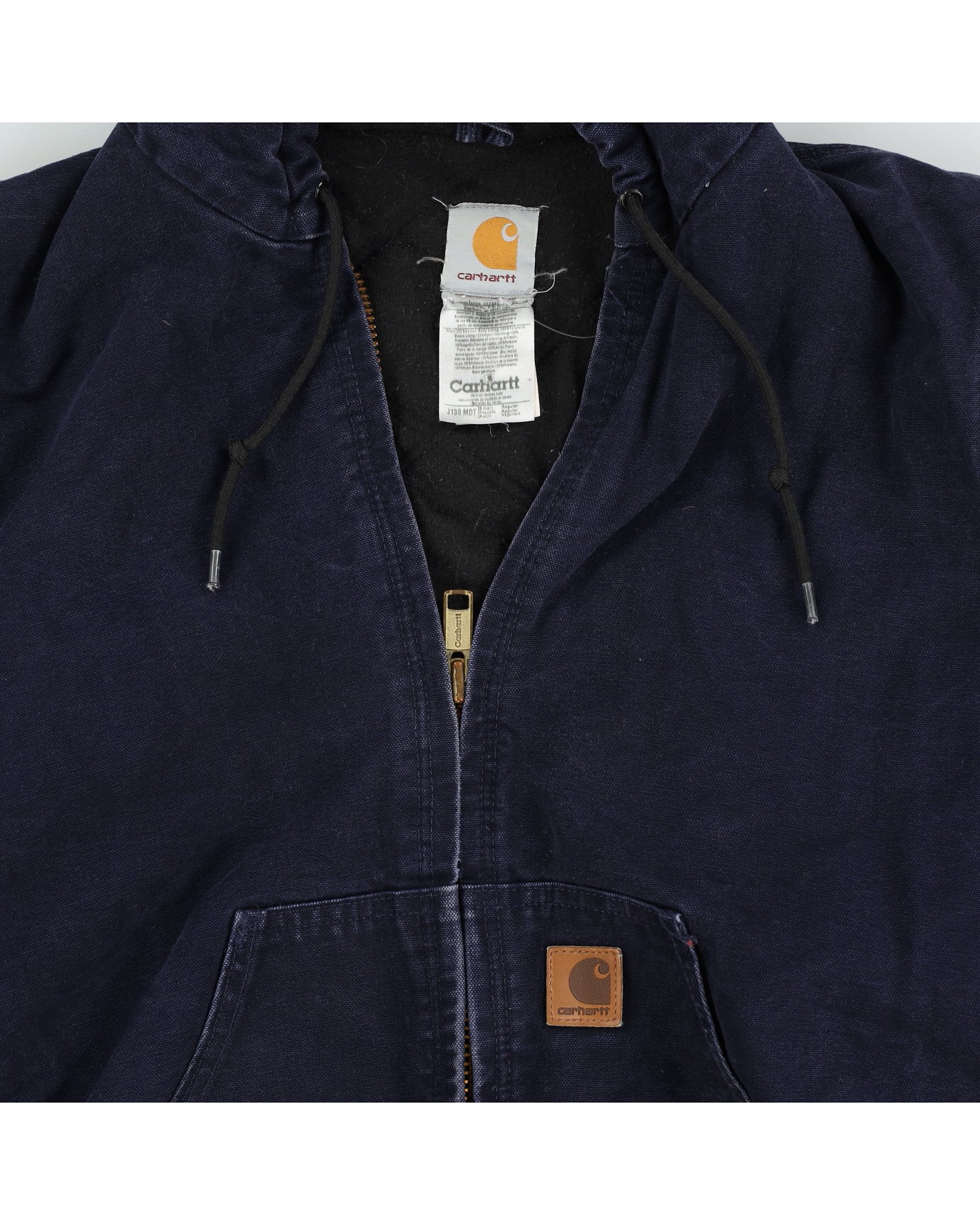 Vintage 90s Carhartt Navy Hooded Canvas Jacket - M