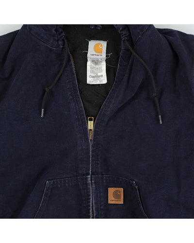 Vintage 90s Carhartt Navy Hooded Canvas Jacket - M
