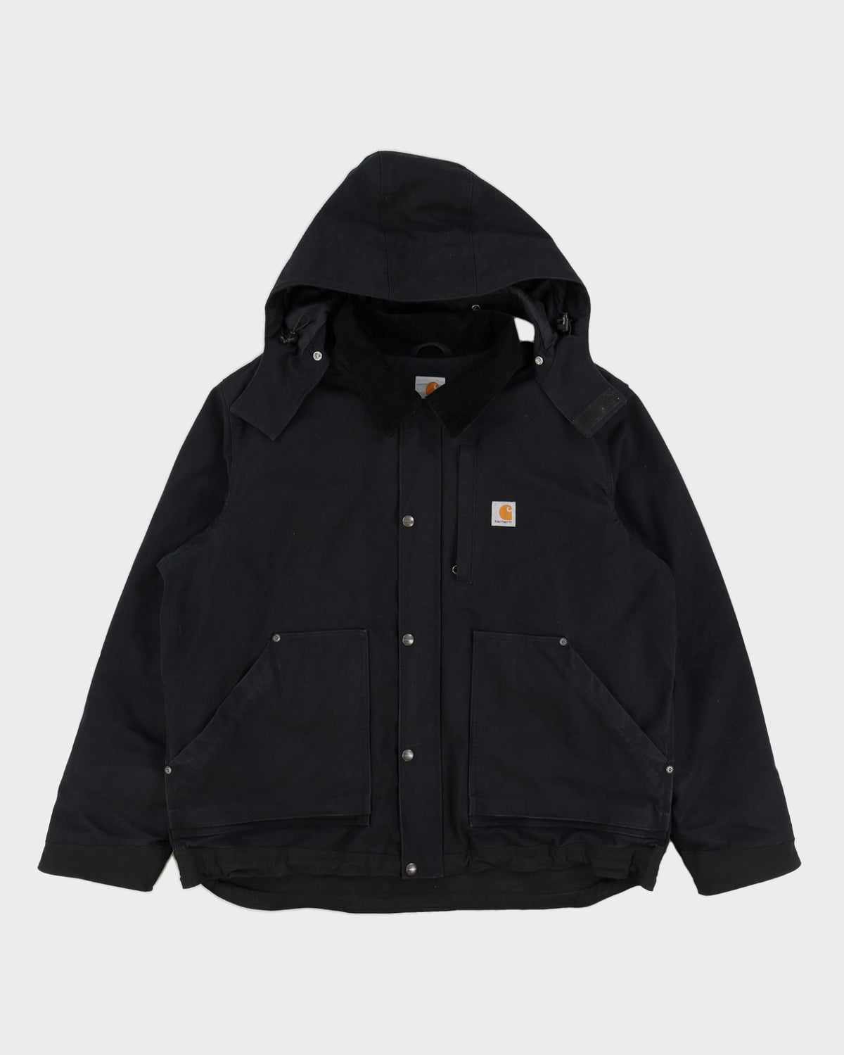 Carhartt Black Canvas Jacket With Detachable Hood - XL