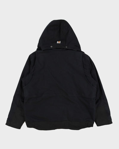 Carhartt Black Canvas Jacket With Detachable Hood - XL