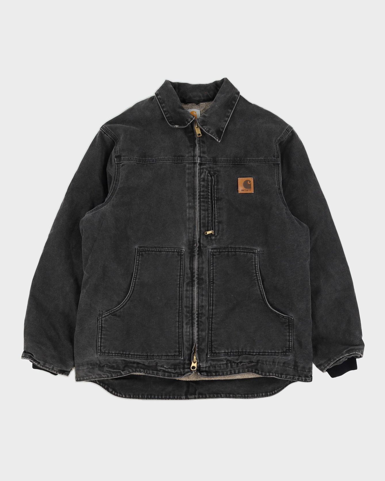 Vintage 90s Carhart Washed Black Zip Up Jacket - L