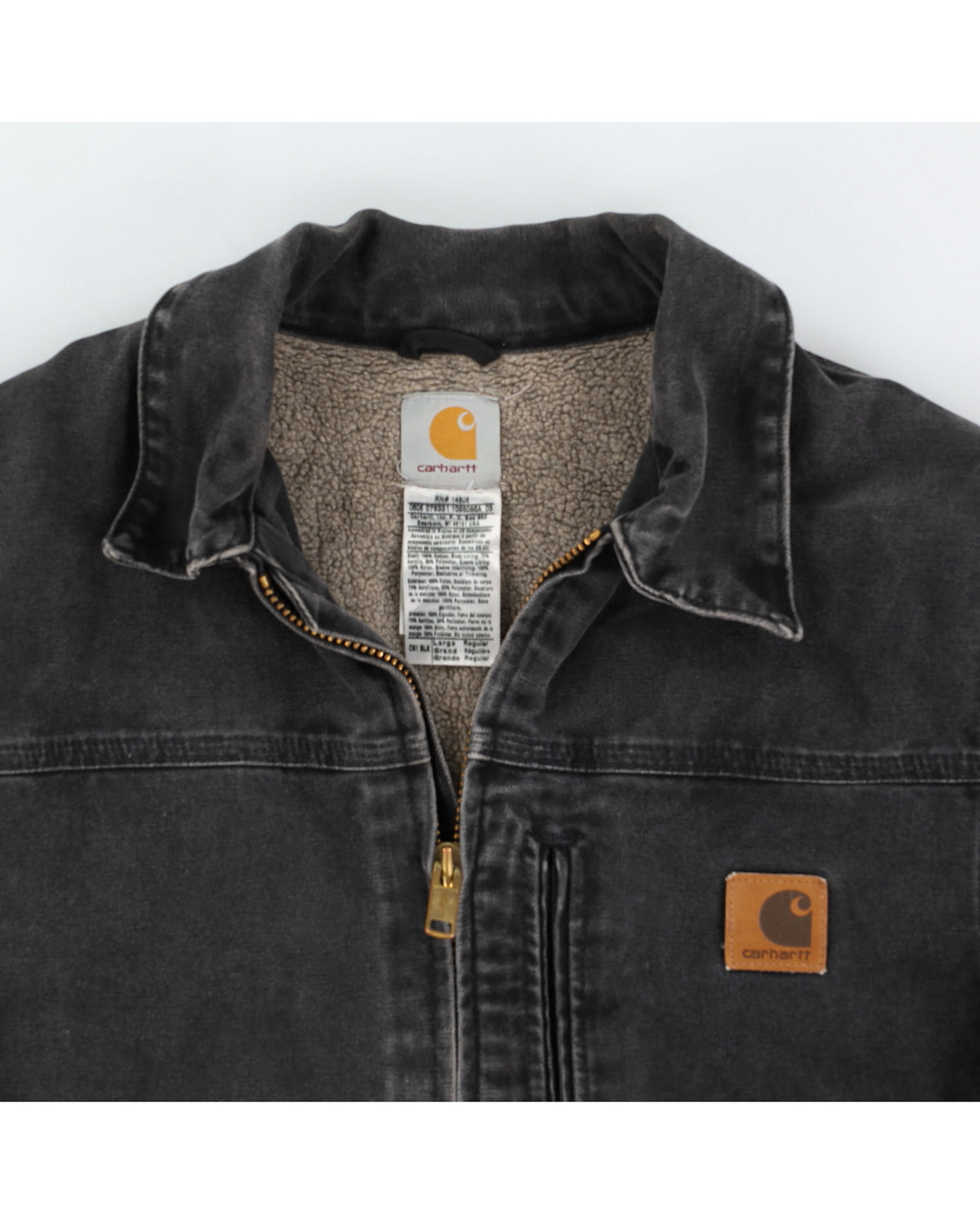 Vintage 90s Carhart Washed Black Zip Up Jacket - L