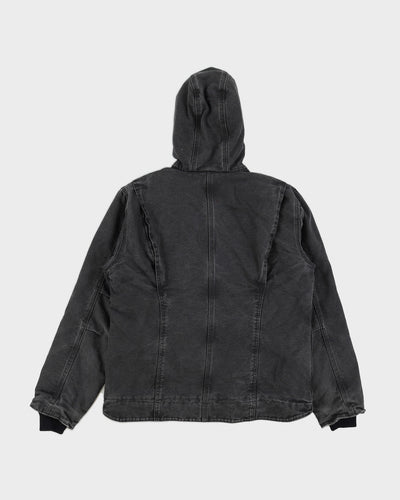 Carhartt Washed Black Fleece Lined Hooded Jacket - S