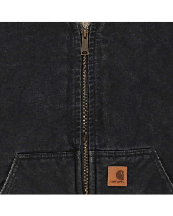 Vintage 90s Washed Black Carhartt Fleece Lined Canvas Vest - XL