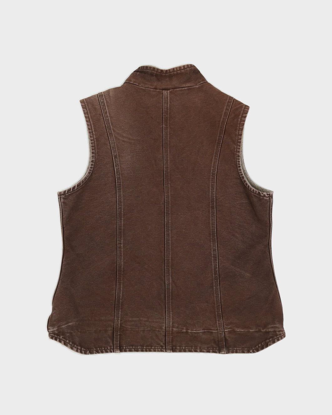 Vintage 90s Carhartt Washed Brown Fleece Lined Canvas Vest - S