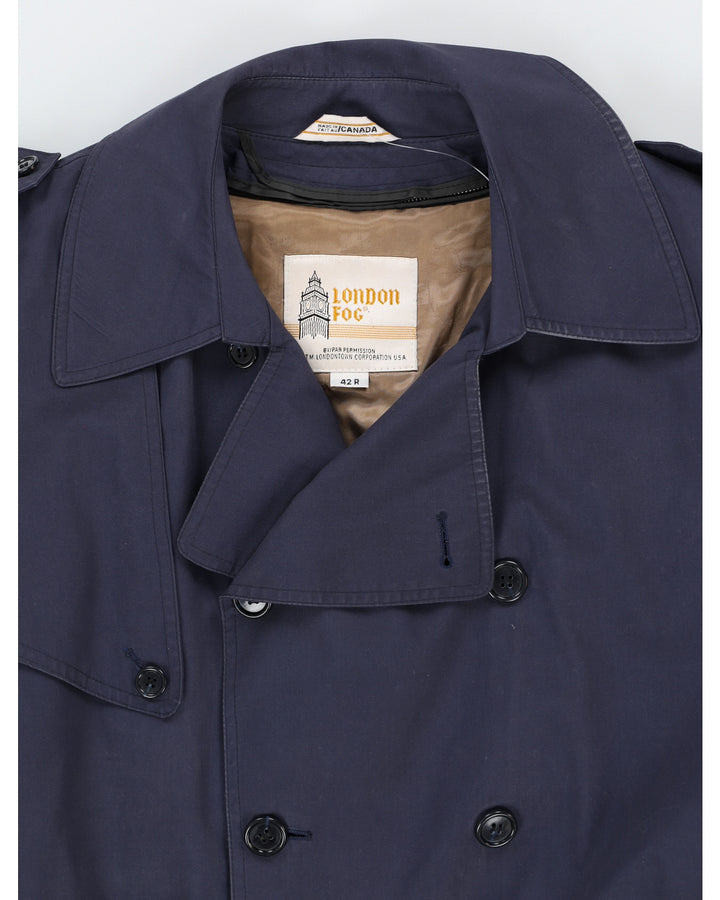 London Fog Navy Blue Mac Coat - XL