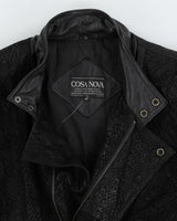 Vintage 90s Cosa Nova Black Leather Reptile Bomber Jacket - M