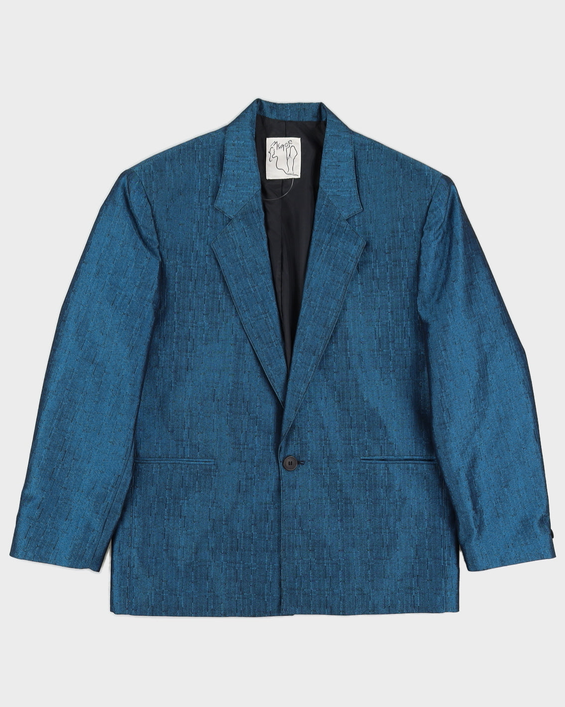 Vintage 90s Memo Blue Shiny Look Blazer - L