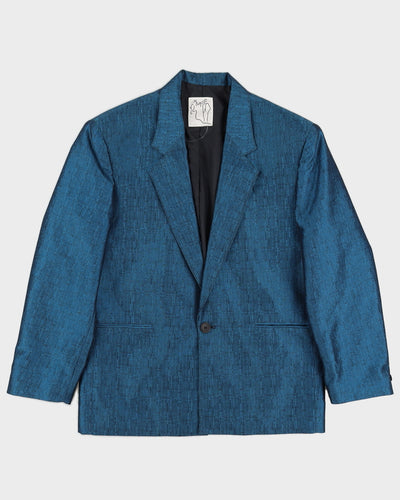Vintage 90s Memo Blue Shiny Look Blazer - L