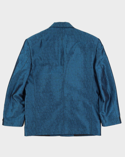 Vintage 90s Memo Blue Shiny Look Blazer - L