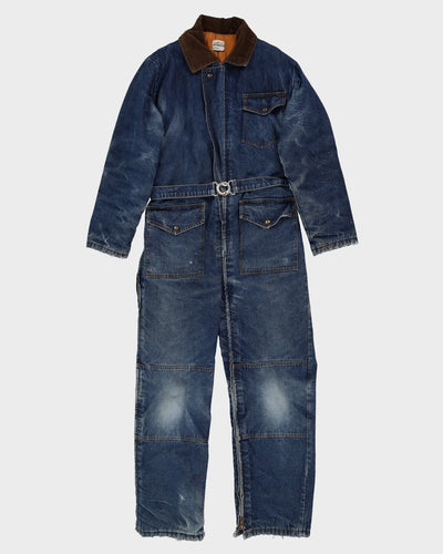 Vintage 70s Padded Distressed Denim Overalls - L