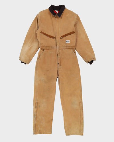 Vintage 80s Muleskins Made In USA Beige Thrashed Overalls - L
