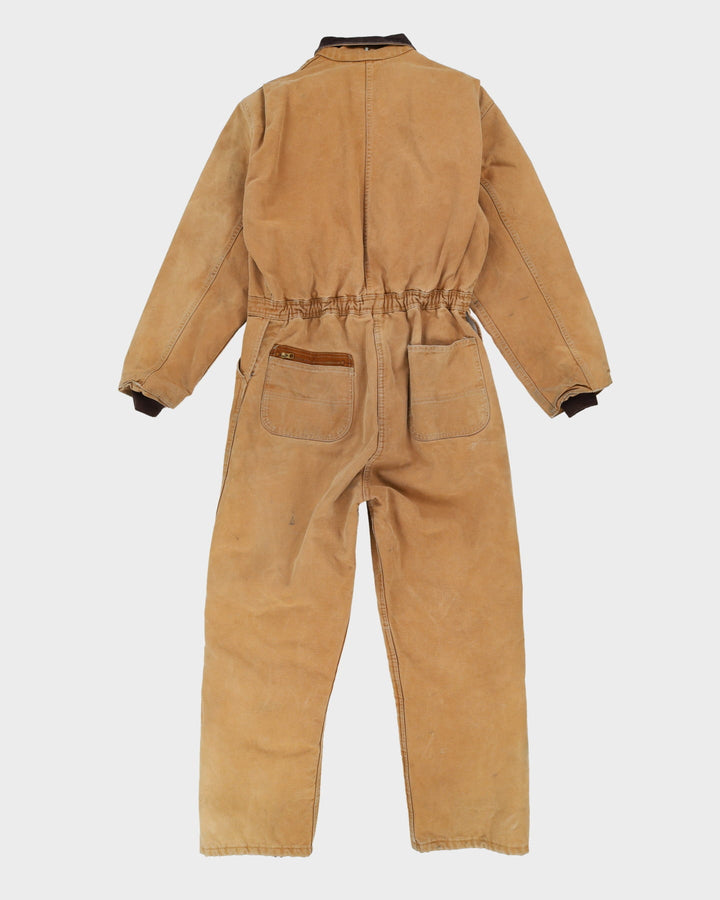 Vintage 80s Muleskins Made In USA Beige Thrashed Overalls - L