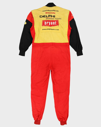 Vintage 90s Simpson Indy Racing League Delphi Bryant Red / Yellow Overalls - M / L