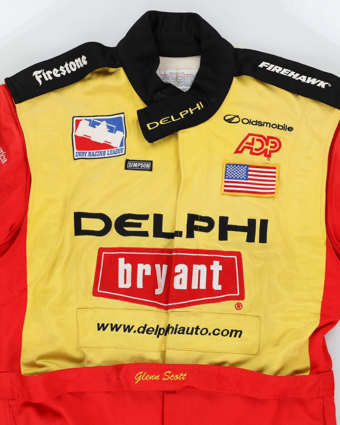 Vintage 90s Simpson Indy Racing League Delphi Bryant Red / Yellow Overalls - M / L