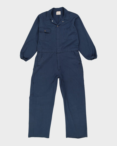 Vintage 80s Navy Cuffed-Sleeve Overalls - CH42 W36