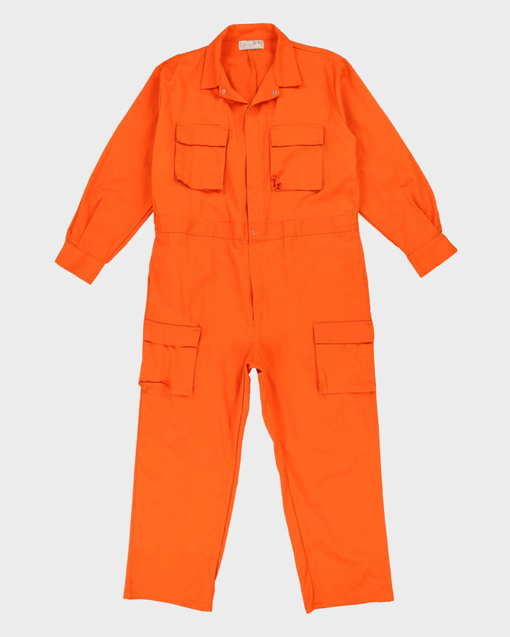Vintage 80s Orange Plain Overalls - XL