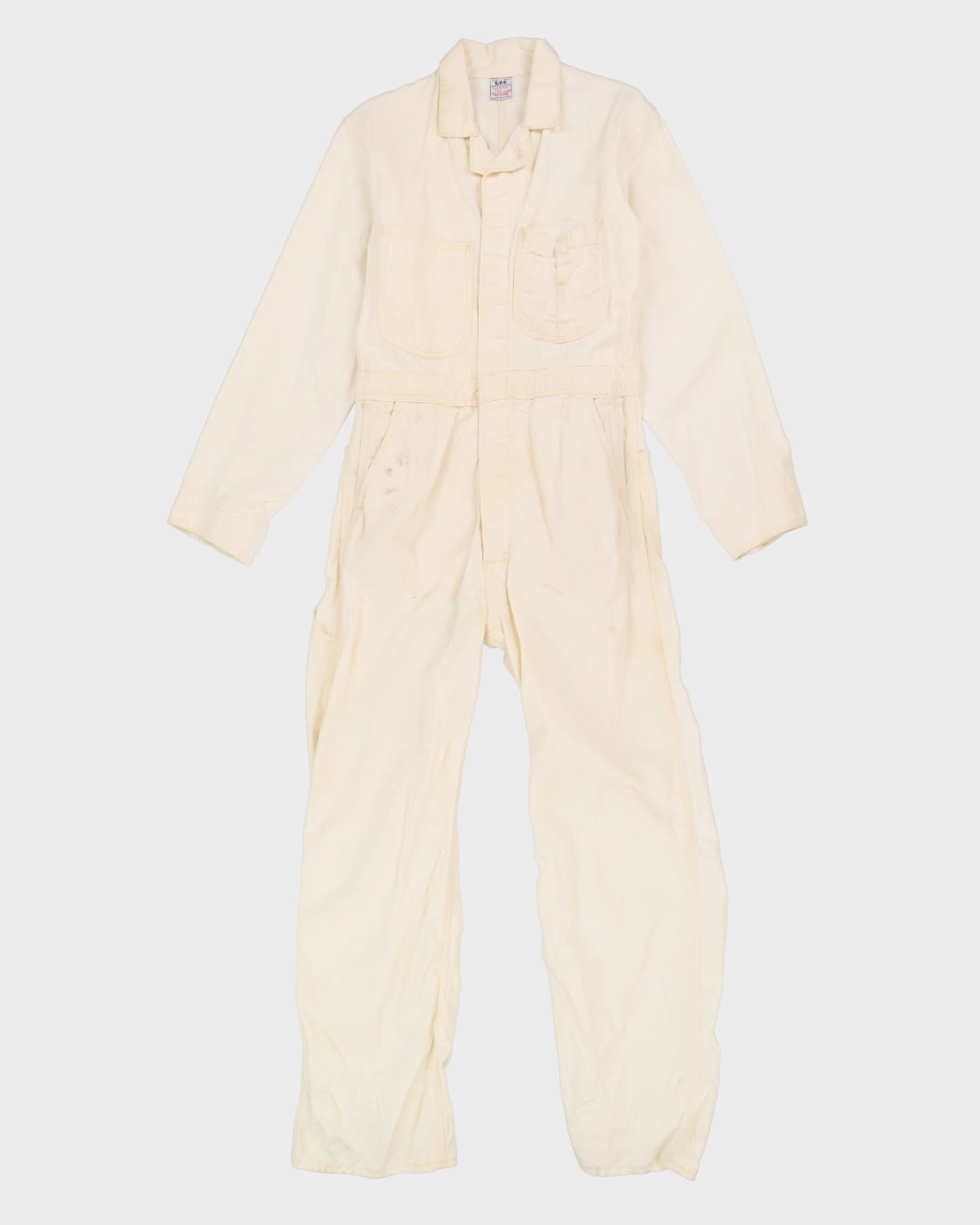 Vintage 60s Lee White Sanforized Denim Overalls - 38R