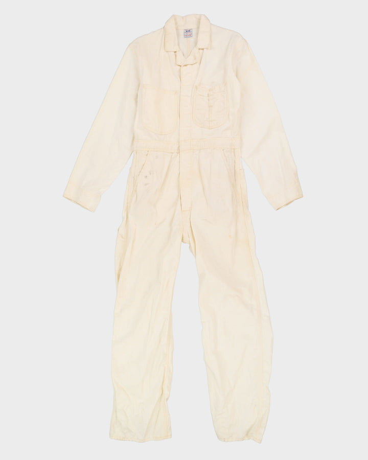 Vintage 60s Lee White Sanforized Denim Overalls - 38R