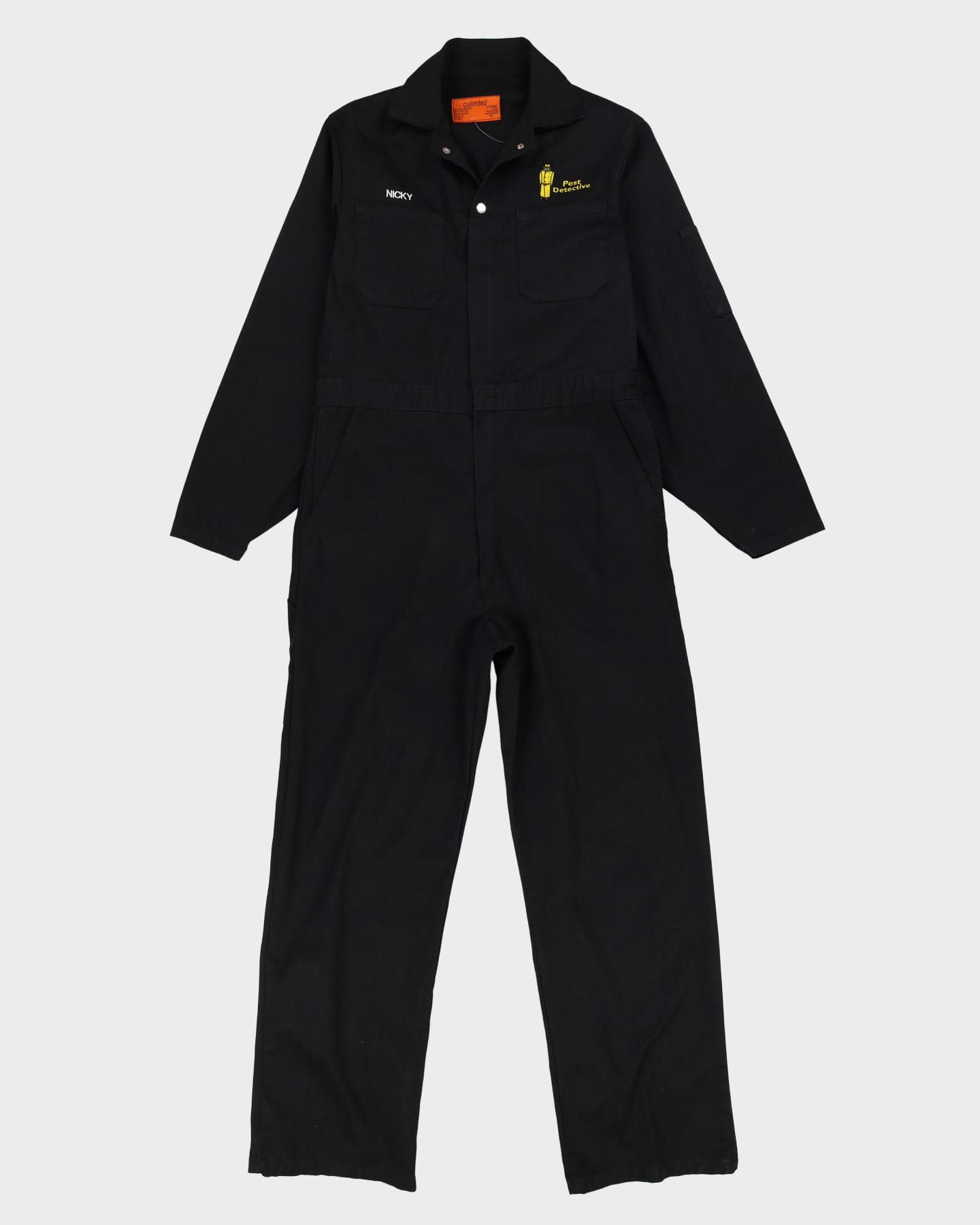 Vintage 90s Nicky Pest Detective Black Workwear Coveralls / Overalls - M