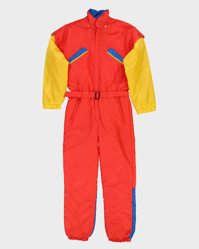 Red Yellow And Blue Block Colour Ski Suit - XS / S