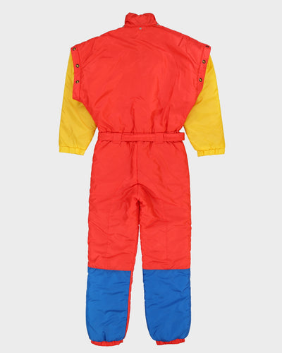 Red Yellow And Blue Block Colour Ski Suit - XS / S