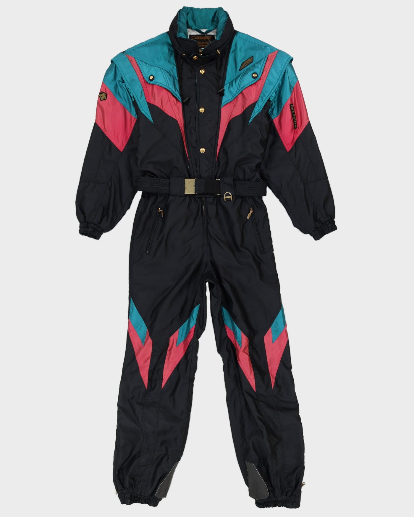 Vintage 90s Descente Black / Pink Ski Suit - L