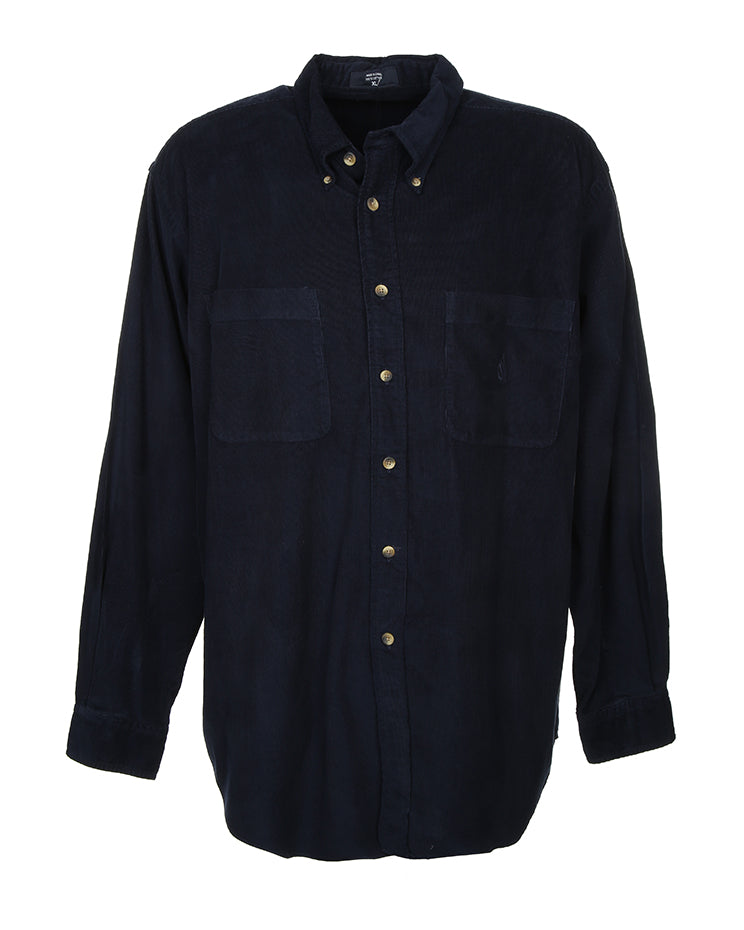 Navy Needlecord Button-Down Collar Shirt - XXL