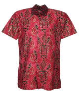 Vintage S/Sleeve Shirt Ethic Style Pink Patterned - M