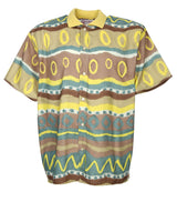 Vintage circle and stripe print short sleeve shirt - XXL