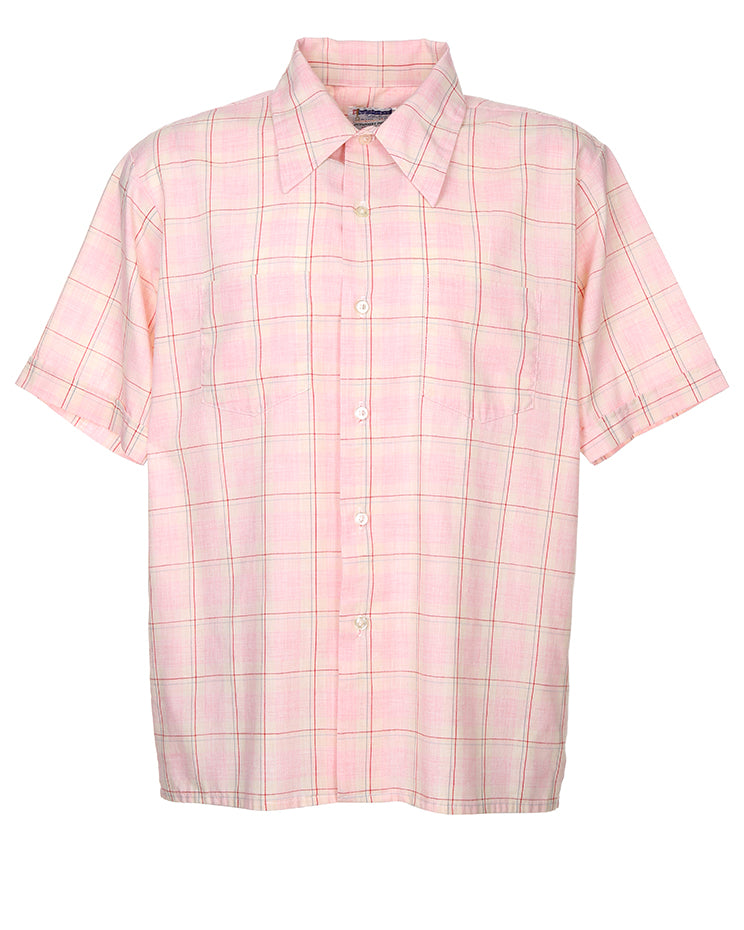 Vintage 60s Hidden Key check short sleeve shirt - L
