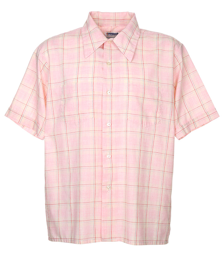 Vintage 60s Hidden Key check short sleeve shirt - L