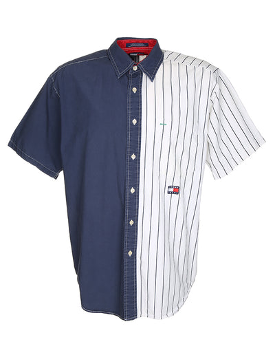 Vintage 90s Tommy Jeans stripe short sleeve shirt - M