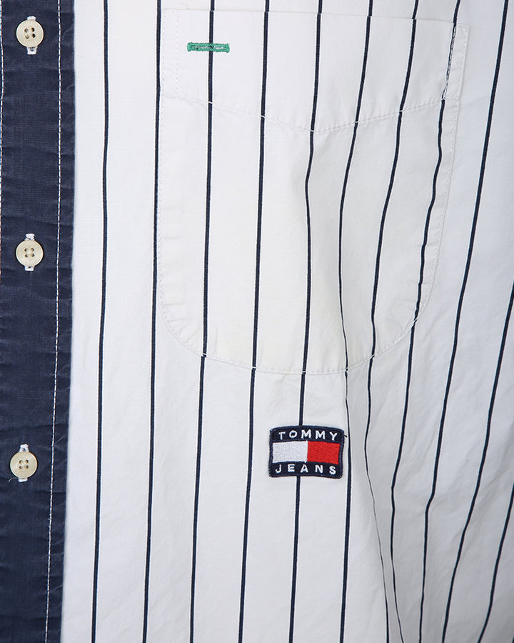 Vintage 90s Tommy Jeans stripe short sleeve shirt - M
