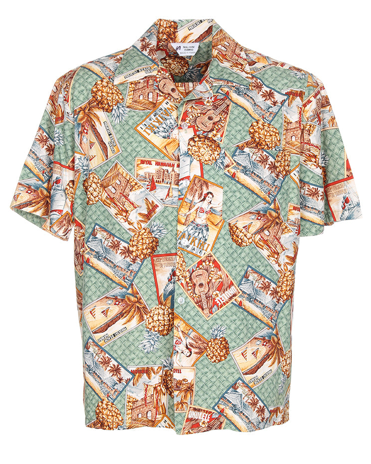 Vintage Malihini Hawaii card print Hawaiian shirt - XXL