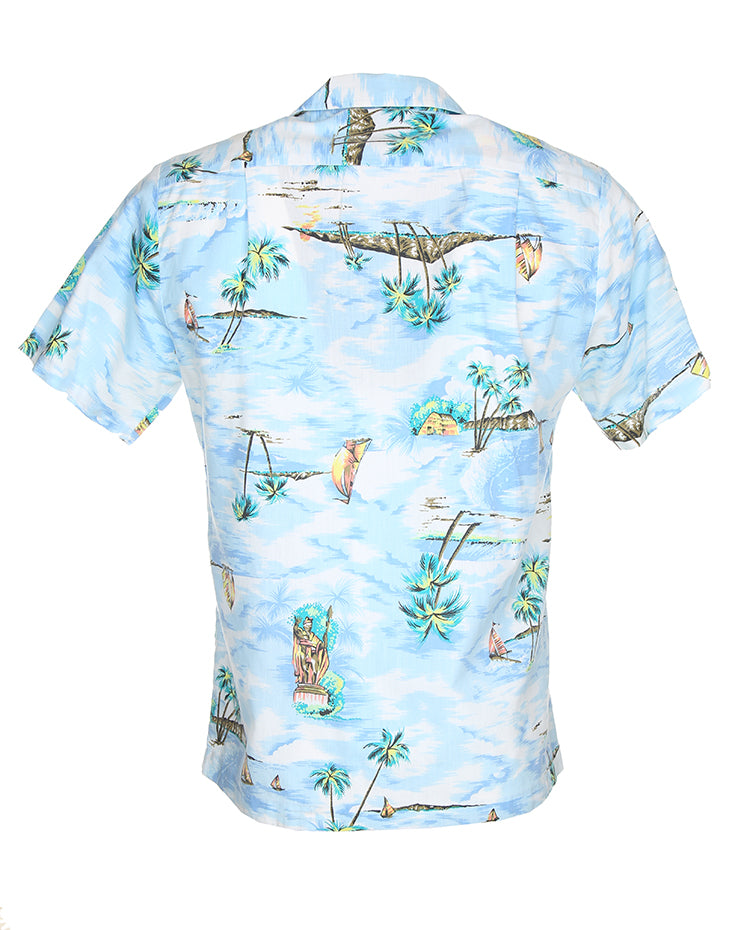 Vintage 70s Nui Nalu beach scene Hawaiian shirt - S