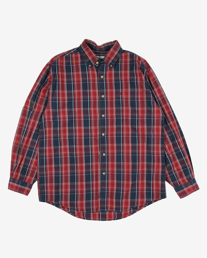 carhartt red blue plaid checked shirt - xL