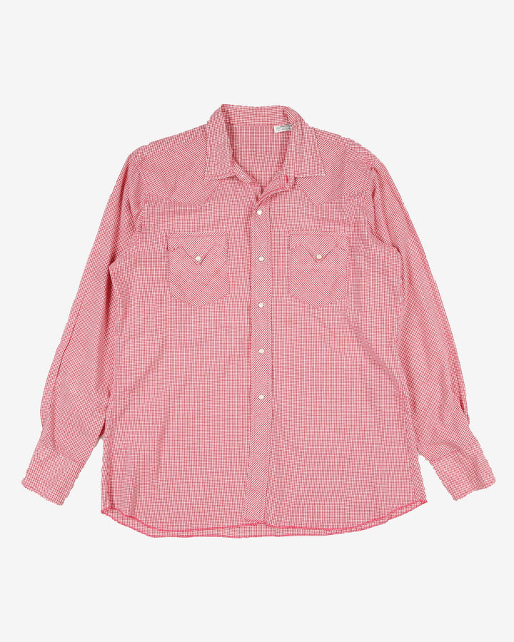 Vintage western red pin check shirt - l