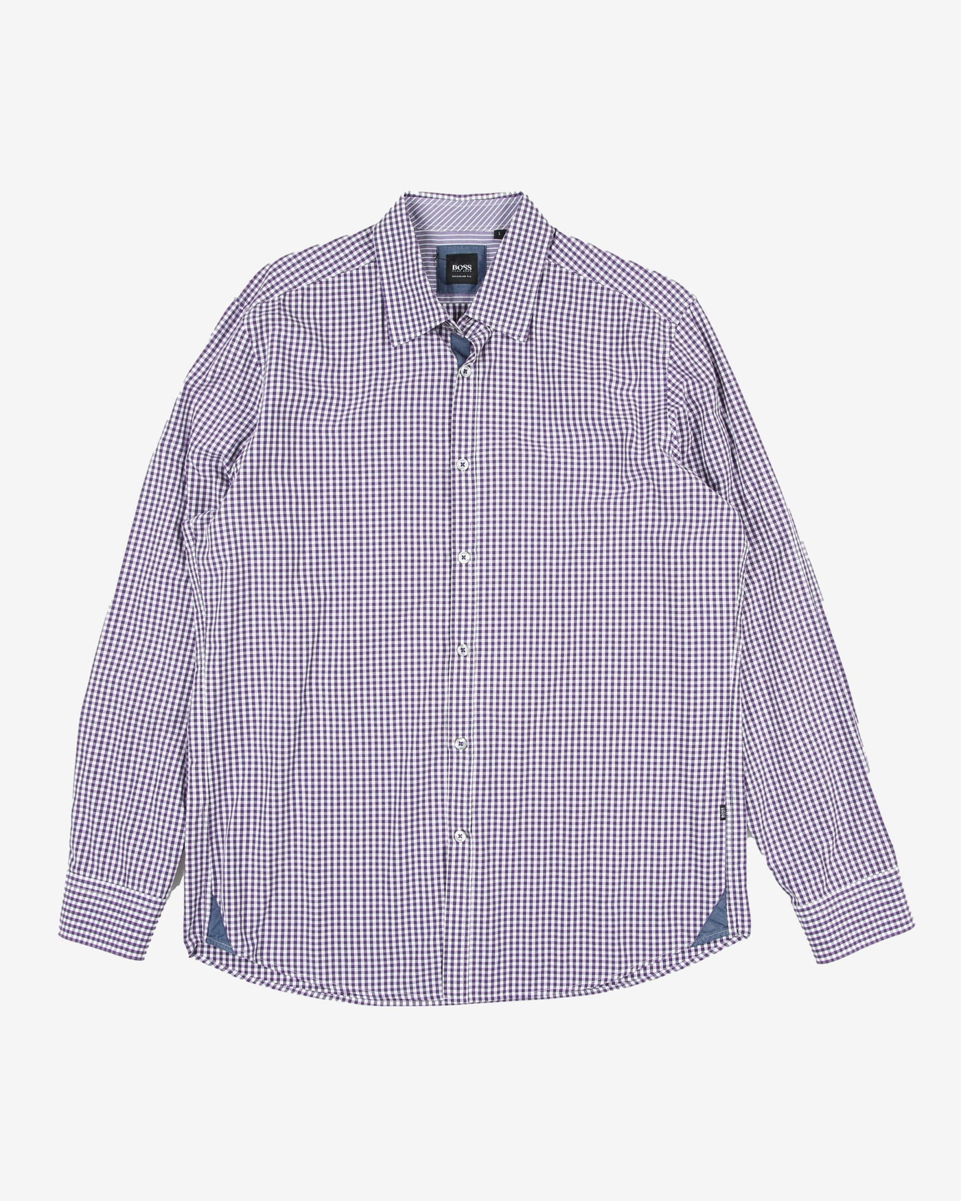 hugo boss purple mini check shirt - xl