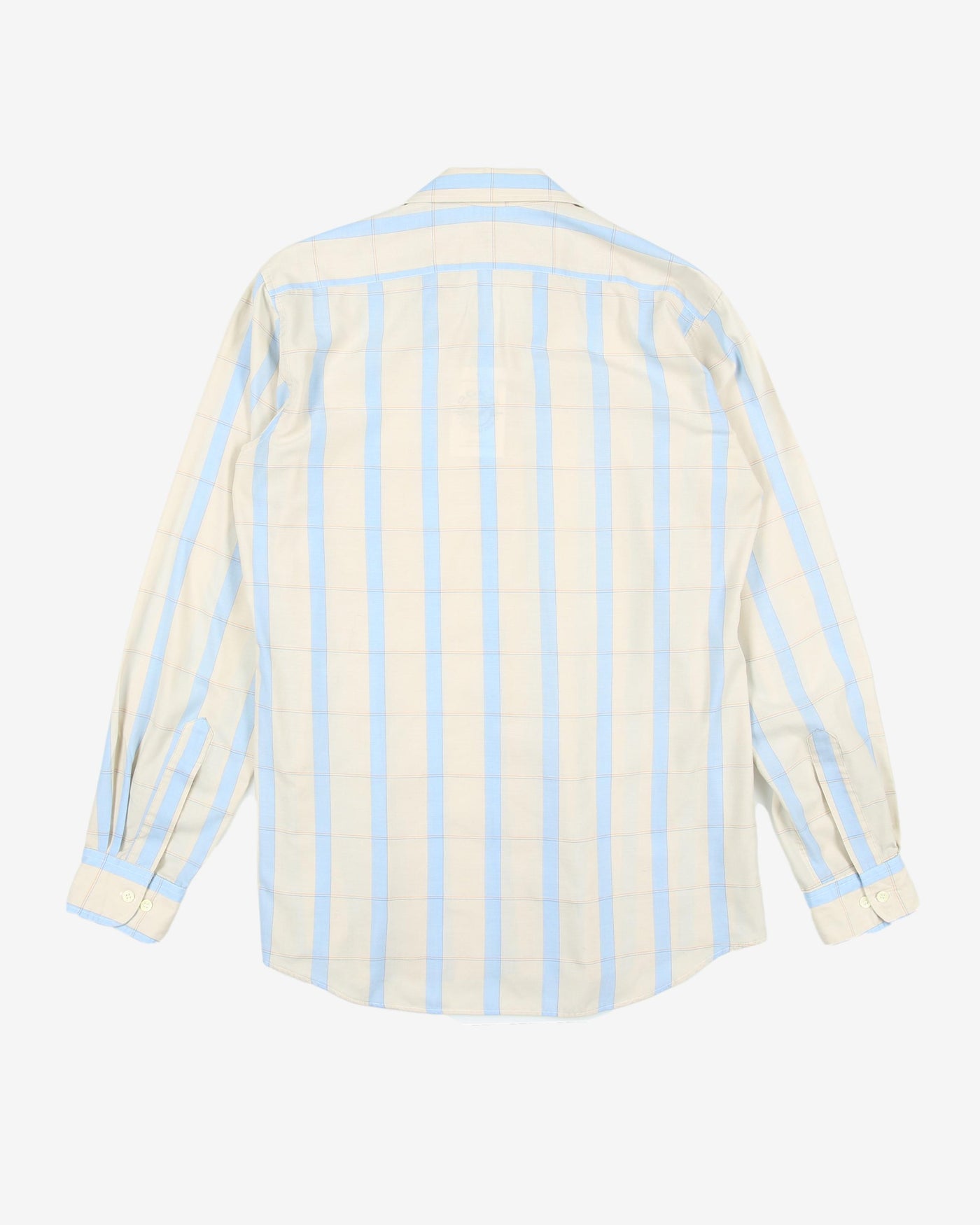 vintage blue cream windowpane check shirt - l