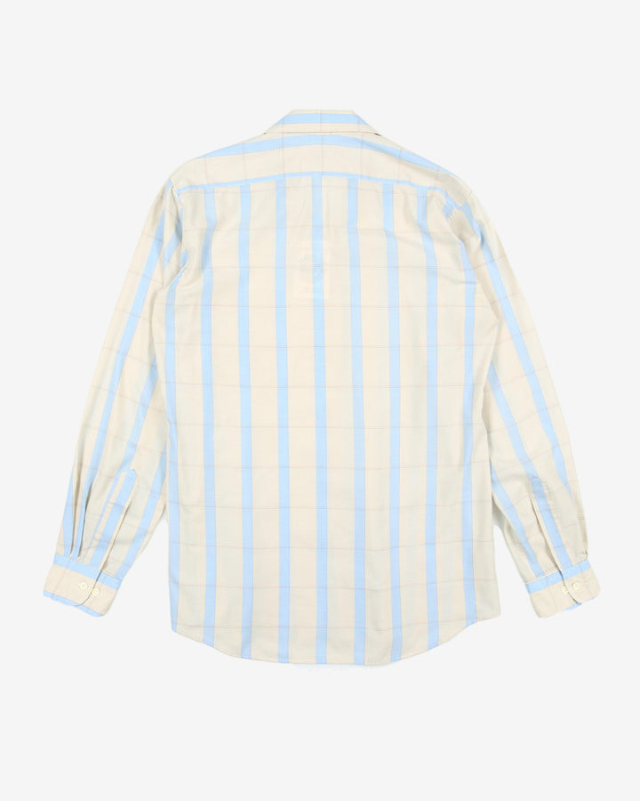 vintage blue cream windowpane check shirt - l
