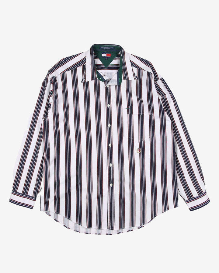 tommy hilfiger blue white pencil stripe shirt - xl