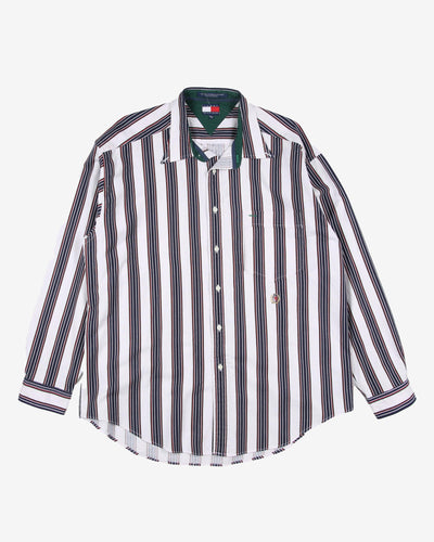 tommy hilfiger blue white pencil stripe shirt - xl