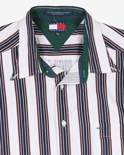 tommy hilfiger blue white pencil stripe shirt - xl